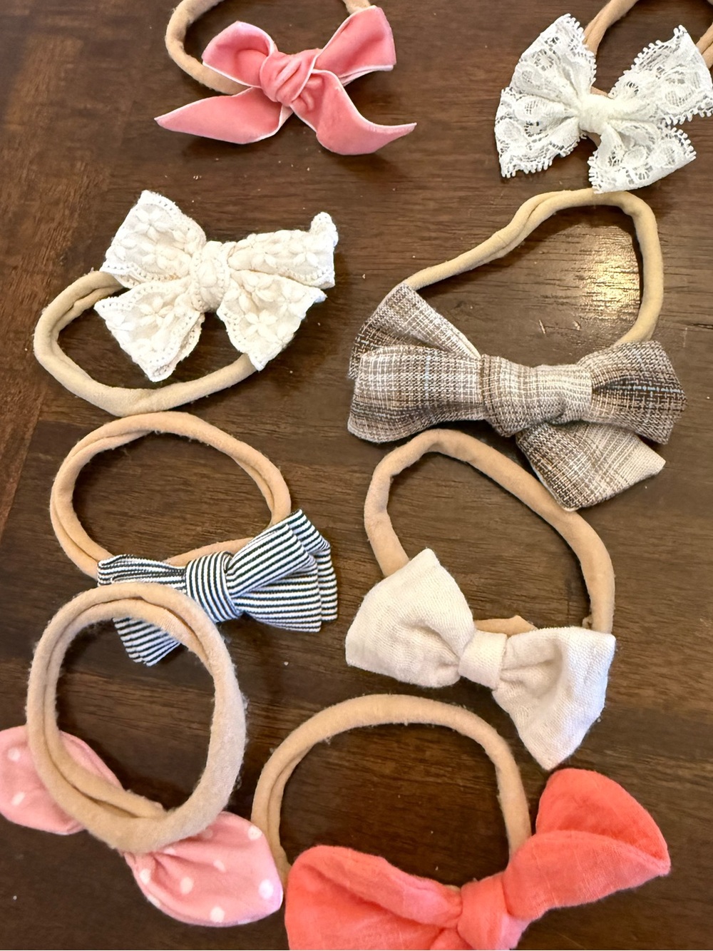 Assorted Kids Bow Headbands - Pink, Coral, White, Beige, Ivory, Patterned